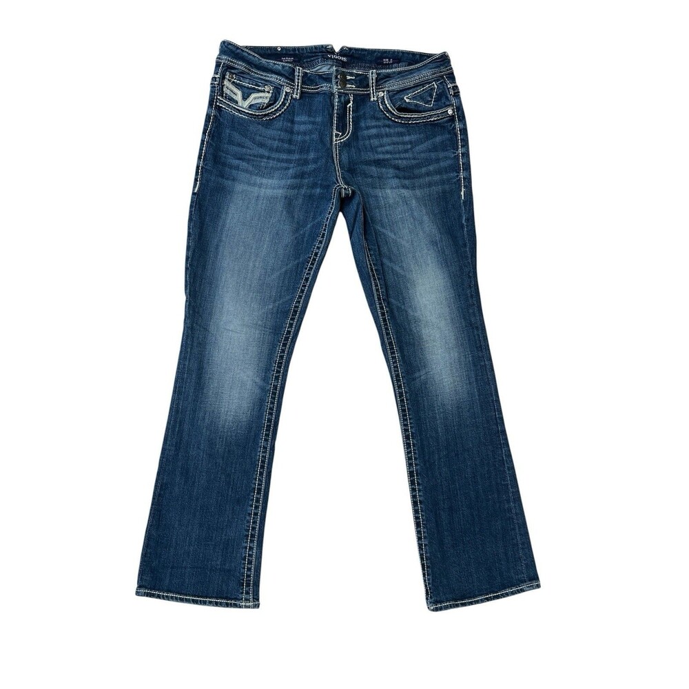 Vigoss The Dublin Slim Boot Jeans Womens Size 15 Long 33 Stretch Blue Denim